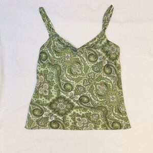 Ann Taylor Silk Blend Green Paisley Top
